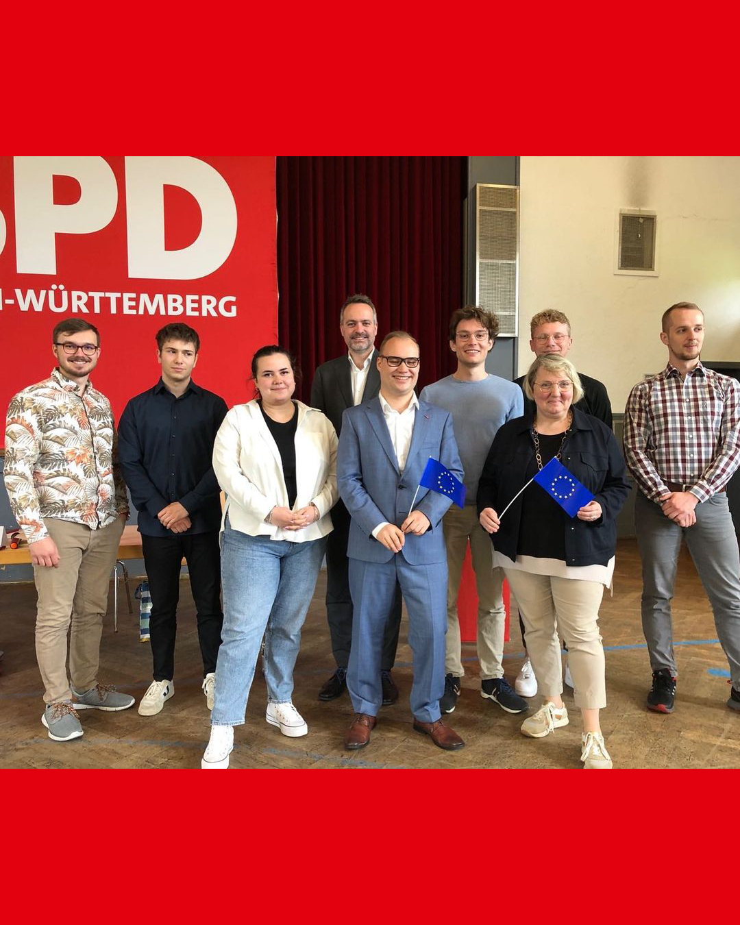 Gruppenfoto der Jusos Enzkreis/Pforzheim mit Katja Mast, René Repasi und Davis Riedel